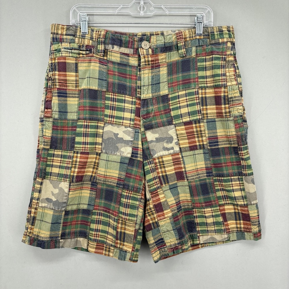 Tommy Hilfiger Shorts Men 34 Multicolor Patchwork Madras Plaid Chino Cam0 Preppy
